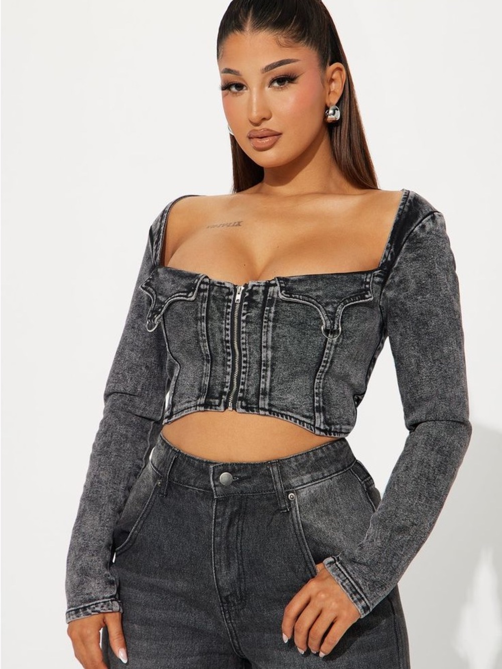 Angelina Washed Denim Top